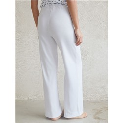 Прямые брюки с поясом на резинке из фактурного трикотажа в рубчик