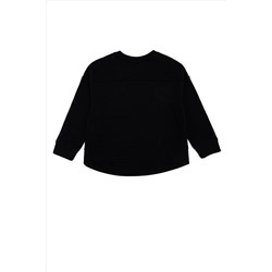 Çocuk Siyah Basic Bisiklet Yaka Sweatshirt