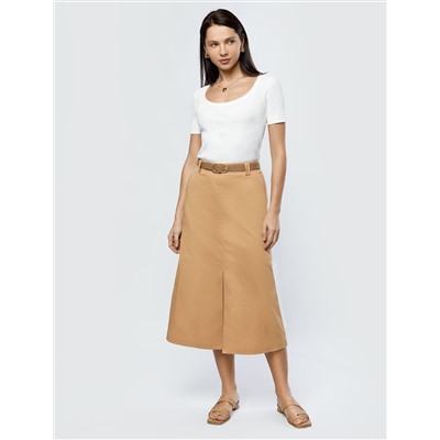 Юбка-миди из хлопка с разрезом