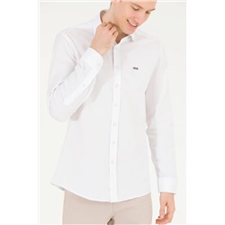 Erkek Beyaz Uzun Kollu Basic Gömlek