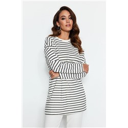 TRENDYOL MODEST Siyah Çizgili Örme Tunik TCTAW22UK0240