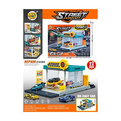 Набор парковка с металлической машинкой и запускалкой