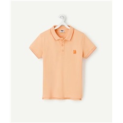 Boy's polo shirt short sleeves organic cotton beige corail