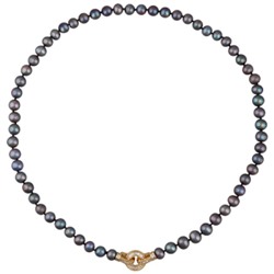 Колье (жемчуг шоколад микс 8-9мм, фианит; покрытие золото) 55см, Есть комплект