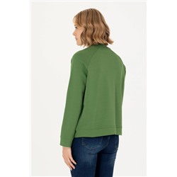 Kadın Yeşil Bisiklet Yaka Sweatshirt