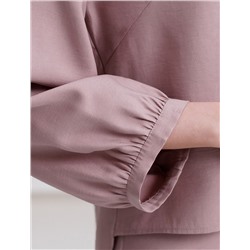 Укороченная блузка с V вырезом из плотного лиоцелла