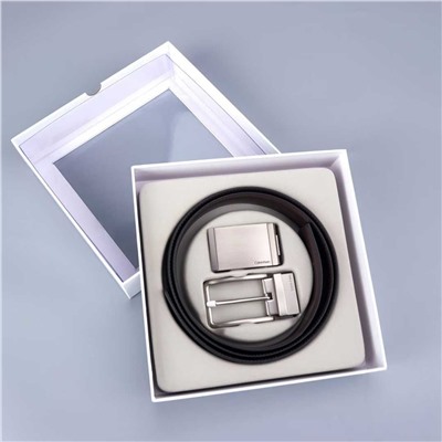 Мужской ремень Calvi*n Klei*n в подарочной коробке с двойной пряжкой