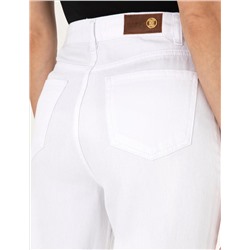 Beyaz Mom High Waist Fit Jean Pantolon