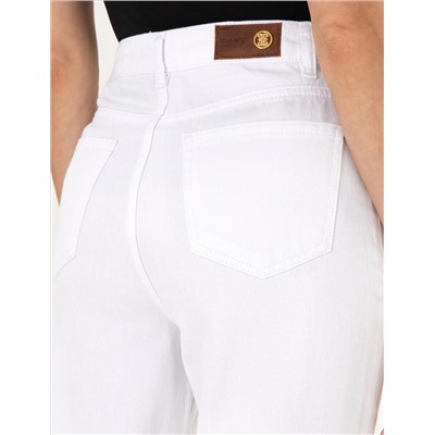 Beyaz Mom High Waist Fit Jean Pantolon