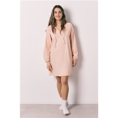 Camisón midi canalé algodón rosa