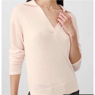 Merino Wool Johnny-Collar Sweater