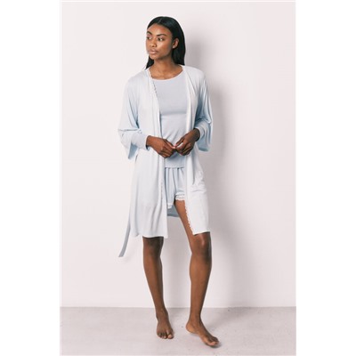 Bata midi viscosa tacto suave azul