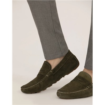 Haki %100 Deri Loafer Ayakkabı