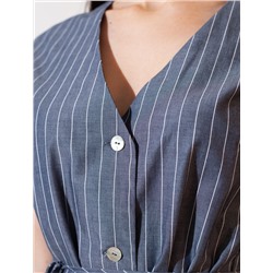 Удлиненный костюмный жилет в полоску с поясом из легкого хлопкового поплина