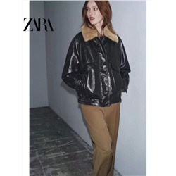 Женская теплая свободная куртка со съёмным меховым воротником  Zar*a 💤