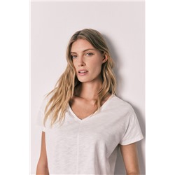 Pijama largo lila manga corta algodón rayas