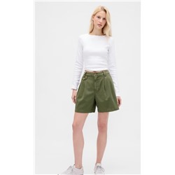 6" Mid Rise Twill Pleated Trouser Shorts