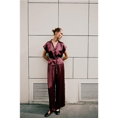 SATIN SHIRT WITH BELT