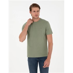 Haki %100 Pamuk Slim Fit Bisiklet Yaka Basic Tişört