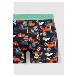 Mavi Baskılı Siyah Boxer 0911850-900