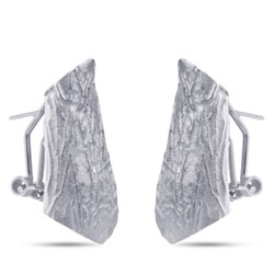 Серьги мятый металл (покрытие матовый родий), Есть комплект