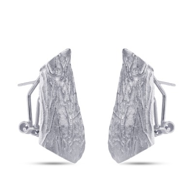 Серьги мятый металл (покрытие матовый родий), Есть комплект