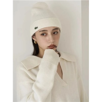 Осенне-зимняя теплая вязаная шапка ЛАКОСТ*Е