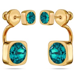 Серьги Теннис (кристаллы SW изумруд 4мм и 8мм; покрытие золото), Есть комплект