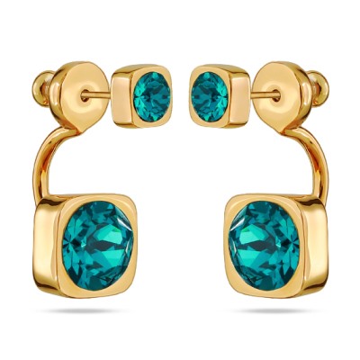 Серьги Теннис (кристаллы SW изумруд 4мм и 8мм; покрытие золото), Есть комплект