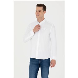 Erkek Beyaz Uzun Kollu Basic Gömlek