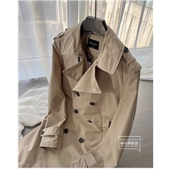 Классический двубортный плащ цвета хаки, укороченый