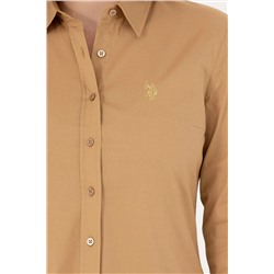 Kadın Camel Uzun Kollu Basic Gömlek