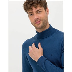 İndigo Melanj Slim Fit Balıkçı Yaka Basic Triko Kazak