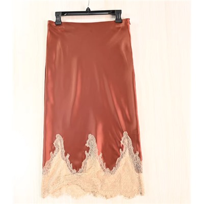 Женская атласная юбка миди с кружевом ЗАР*А