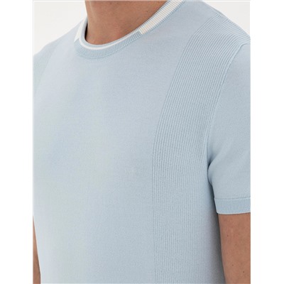 Mavi Slim Fit Bisiklet Yaka Triko Tişört