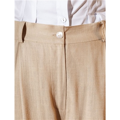 Свободные брюки палаццо на эластичном поясе изо льна с вискозой