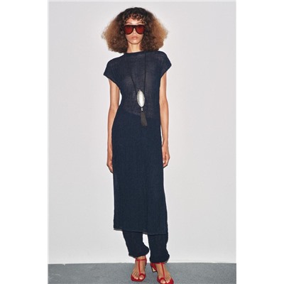 FINE KNIT CRINKLED MIDI DRESS