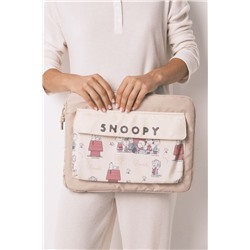 Funda ordenador nylon beige Snoopy