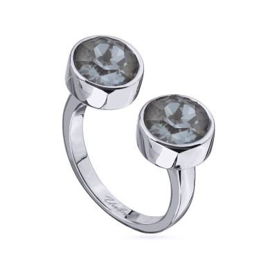 Кольцо Теннис (кристаллы SW дымчато-серые 8мм; покрытие родий), Есть комплект