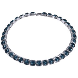 Колье Теннис (кристаллы SW темно-синие 8мм; покрытие родий) 37-40см, Есть комплект