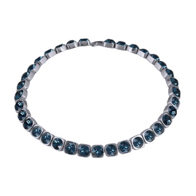 Колье Теннис (кристаллы SW темно-синие 8мм; покрытие родий) 37-40см, Есть комплект