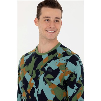 Erkek Yeşil Bisiklet Yaka Sweatshirt