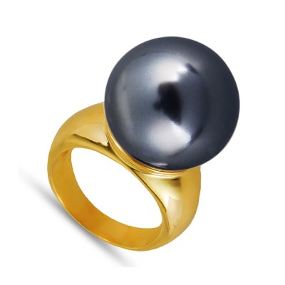 Кольцо (Майорка 16мм темно-серая; покрытие золото), Есть комплект