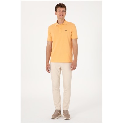 Erkek Regular Fit Polo Yaka Turuncu Basic Tişört