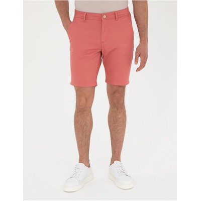 Pembe Slim Fit Dokuma Şort