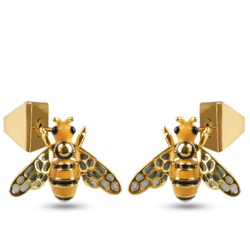 Серьги Пчела (эмаль желтая, черная; покрытие золото), Есть комплект