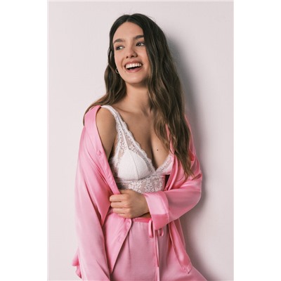 Sujetador bralette halter encaje blanco