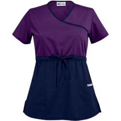 UA Best Buy Scrubs Color Block Empire Waist Mock Wrap Scrub Top