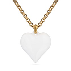 Кулон Сердцебиение (2, 5см, эмаль белая; покрытие золото) 95см, Есть комплект