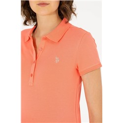 Kadın Somon Basic Polo Yaka Tişört